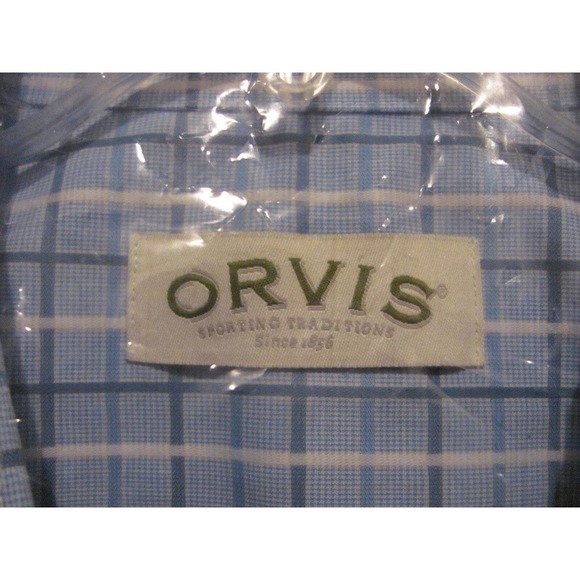 New! Orvis Carefree Tattersall Blue Plaid Womens SZ 10 Shirt Top Blouse Collar - Picture 2 of 6